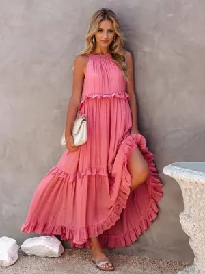 🌸 Ruffled Sleeveless Tiered Maxi Dress with Pockets 🌸