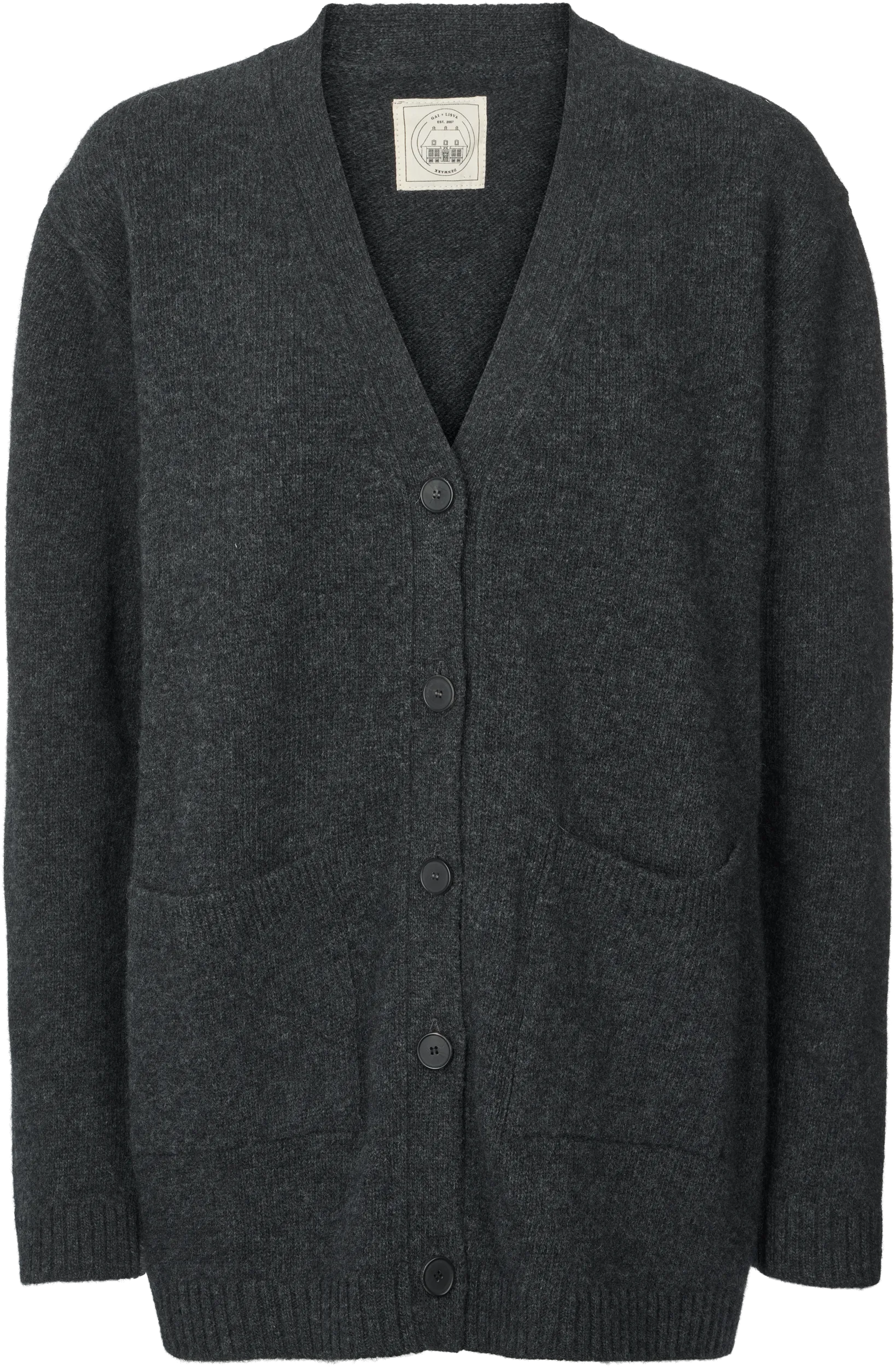 Alba Lambswool Cardigan - Dark Grey