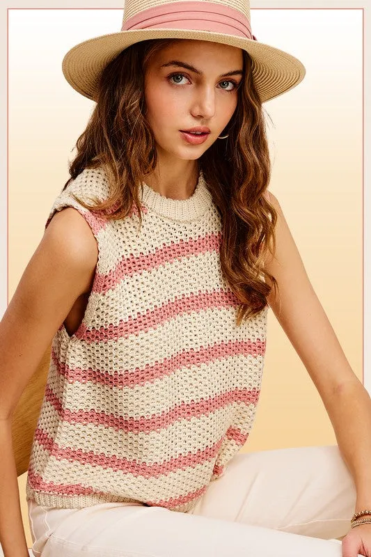 Bradley Chunky Stripe Sleeveless Sweater Top