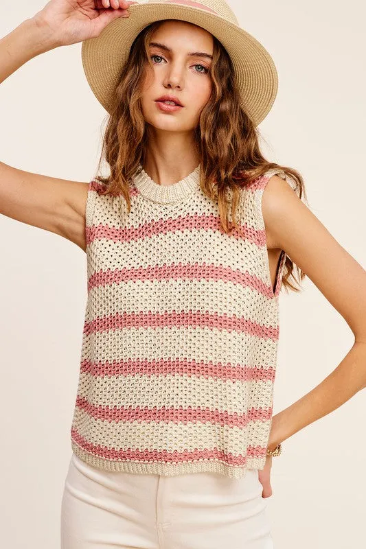 Bradley Chunky Stripe Sleeveless Sweater Top