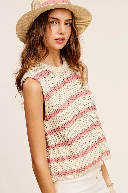 Bradley Chunky Stripe Sleeveless Sweater Top