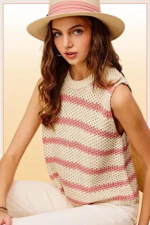 Bradley Chunky Stripe Sleeveless Sweater Top