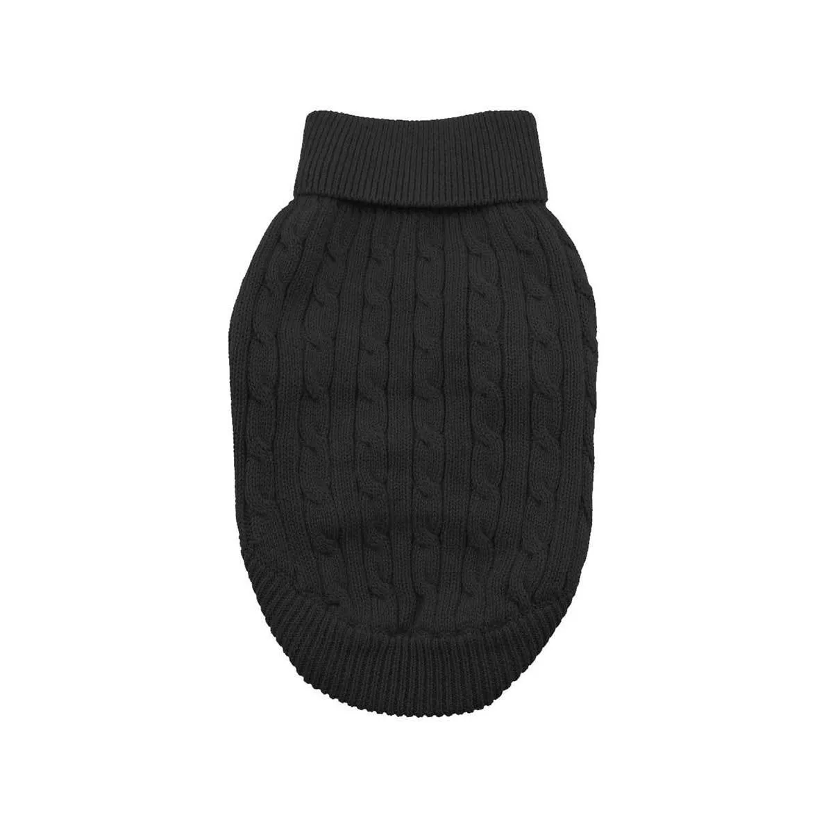 Cable Knit Dog Sweater in Black