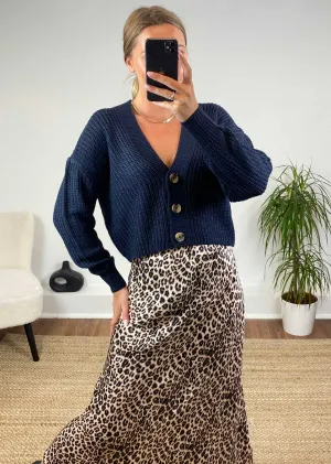 Carolina Button Cardigan in Navy