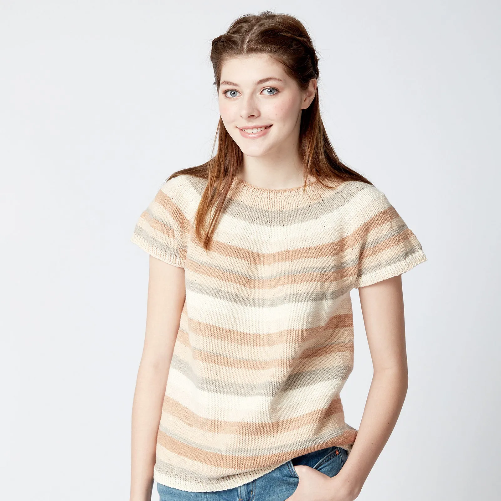 Caron Top Down Knit Pullover Top