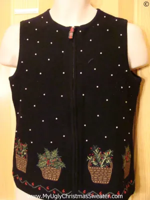 Cheap Black Tacky Christmas Sweater Vest