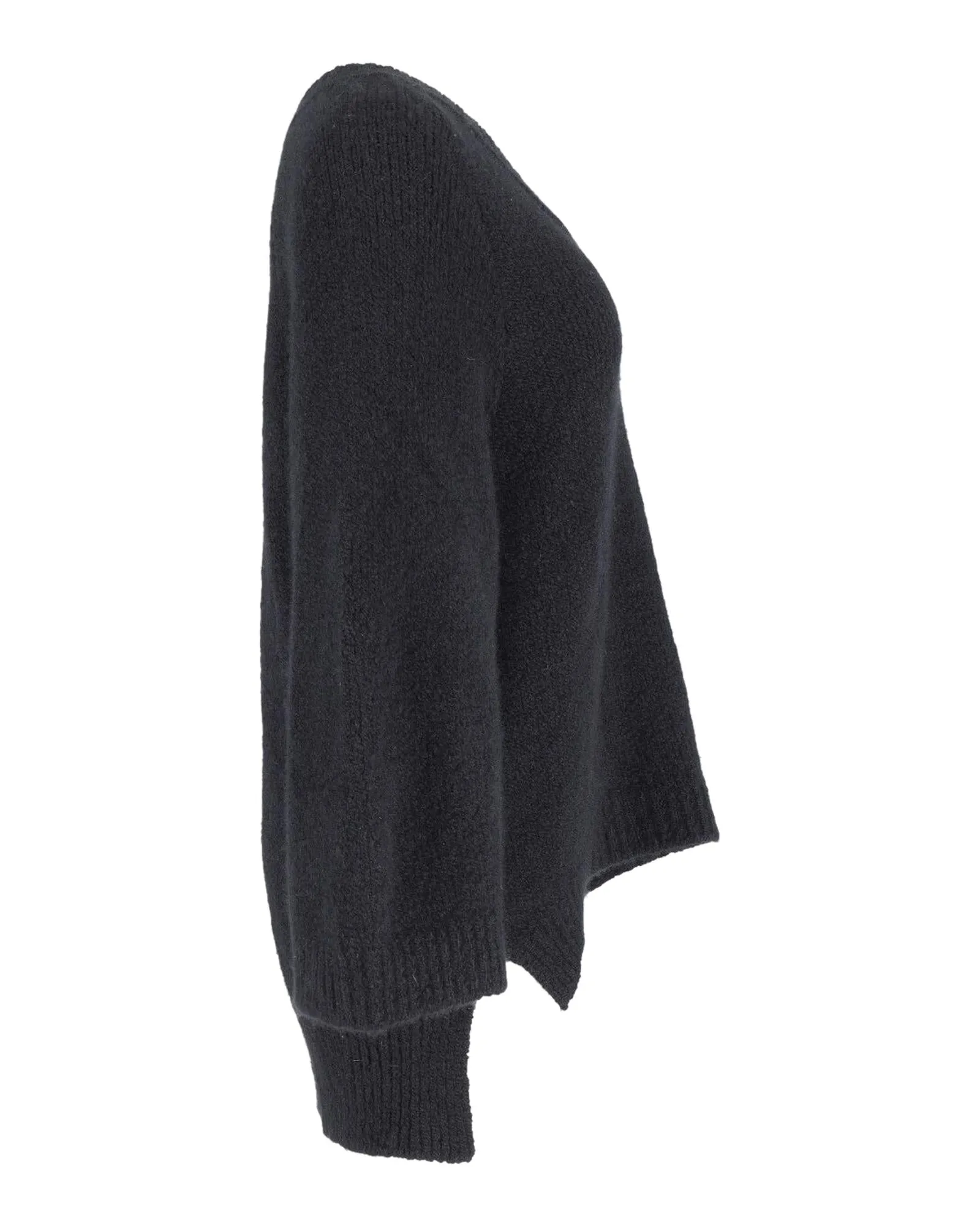 Chunky Knit V-Neck Sweater in Black Cashmere