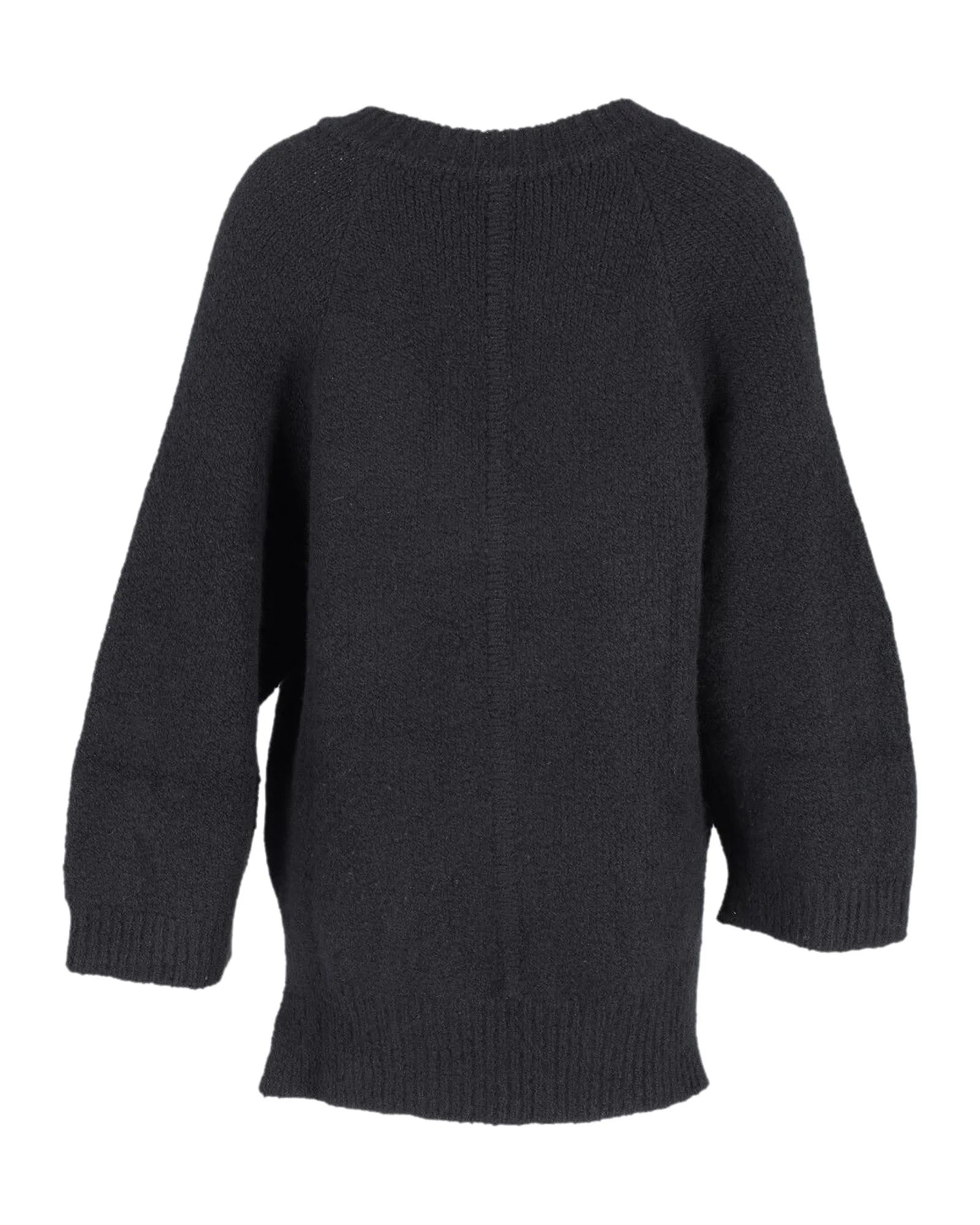 Chunky Knit V-Neck Sweater in Black Cashmere