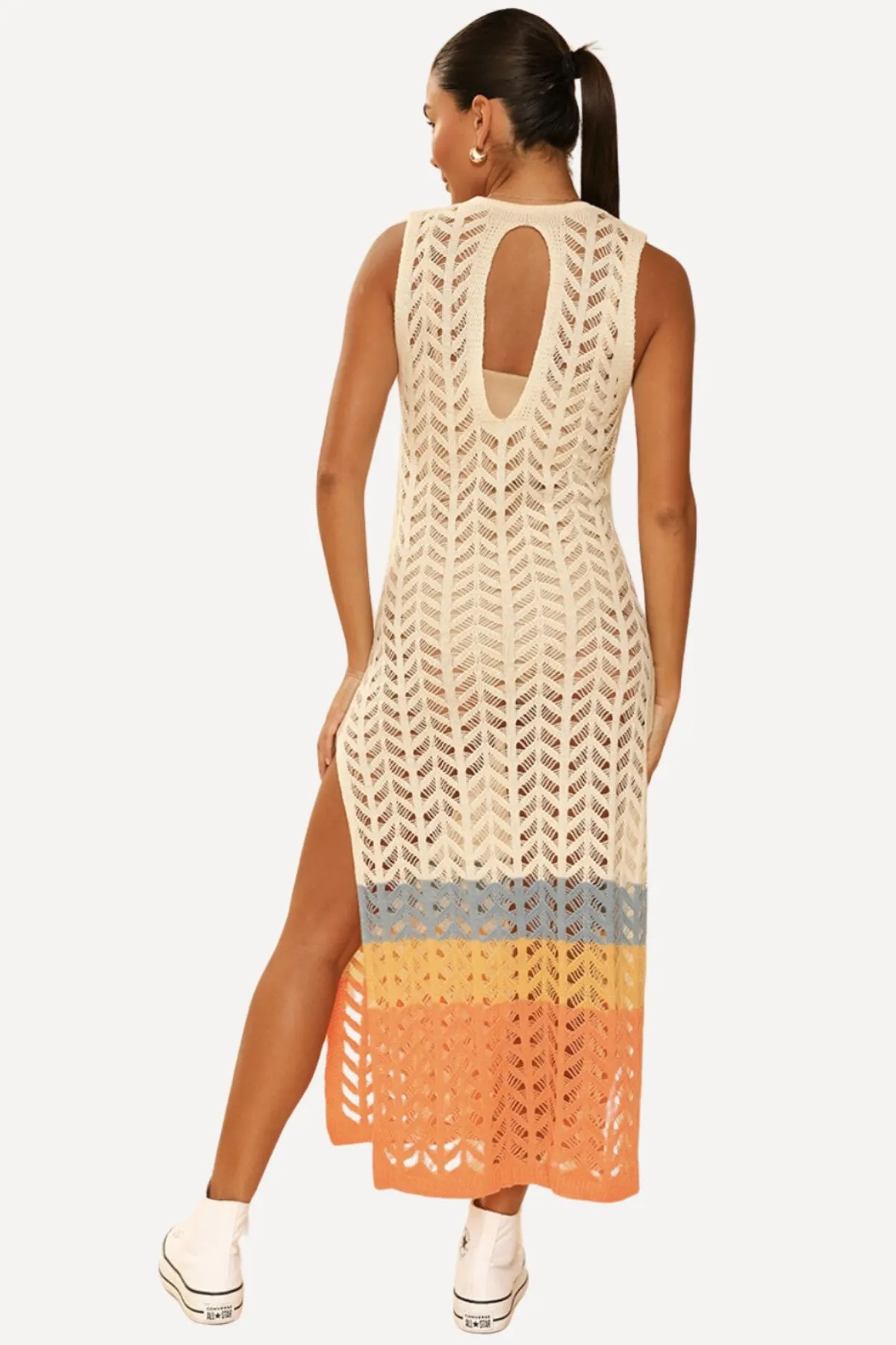 Color Block Crochet Cover Up