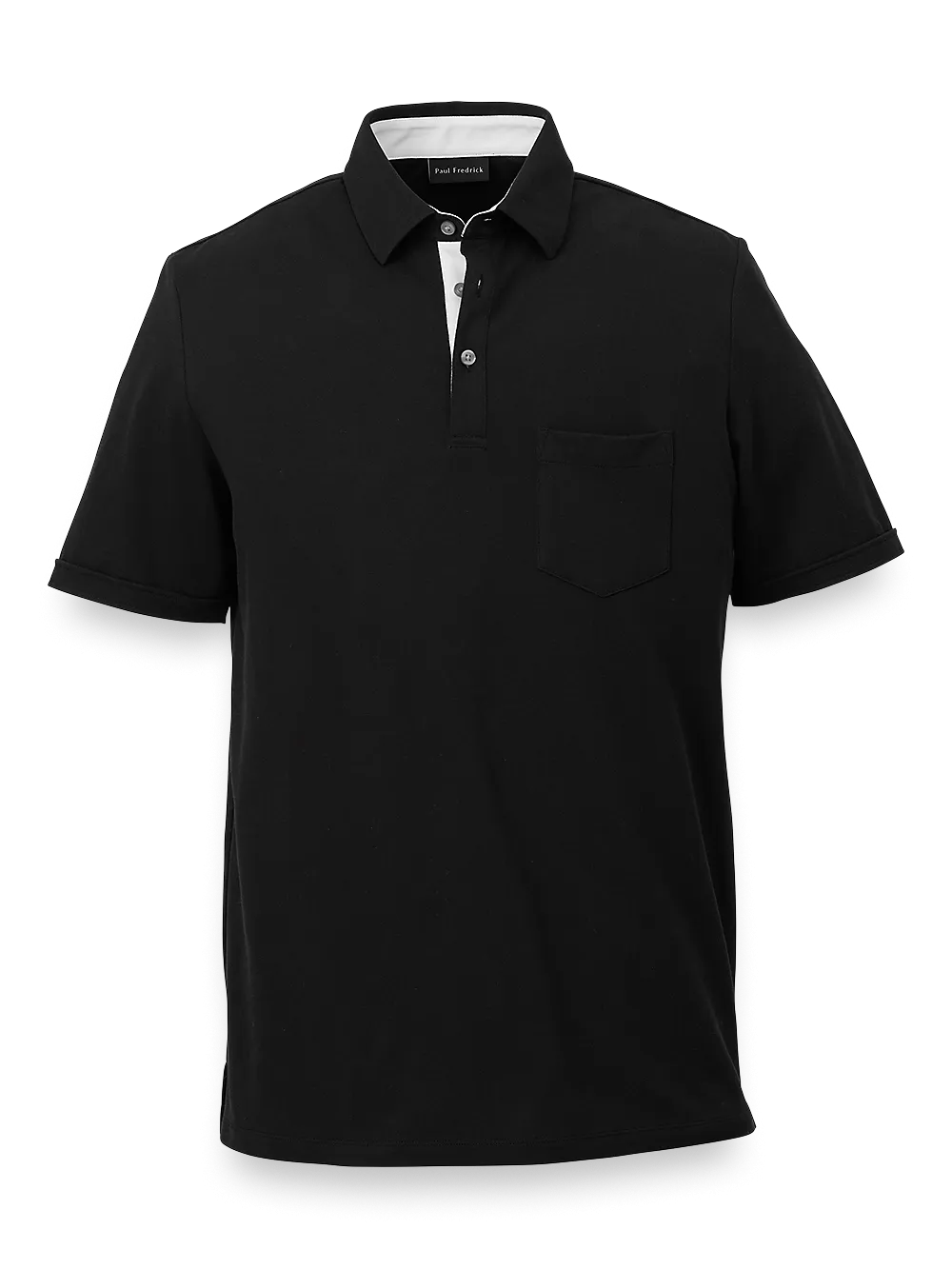 Cotton Blend Three Button Polo - Black