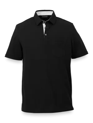 Cotton Blend Three Button Polo - Black