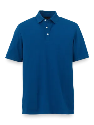 Cotton Blend Three Button Polo - Navy