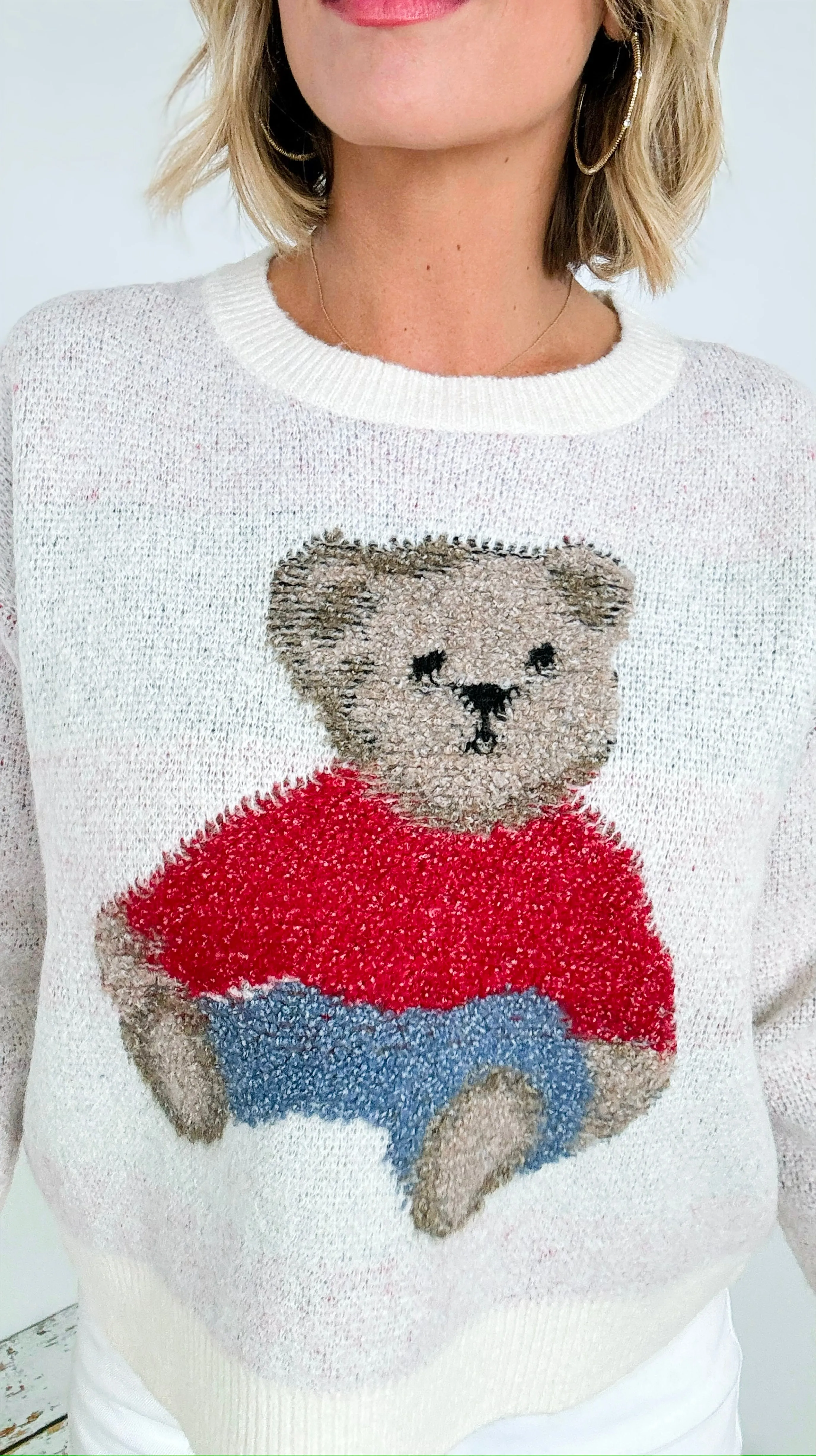 Cozy Bear Knit Sweater - Ivory