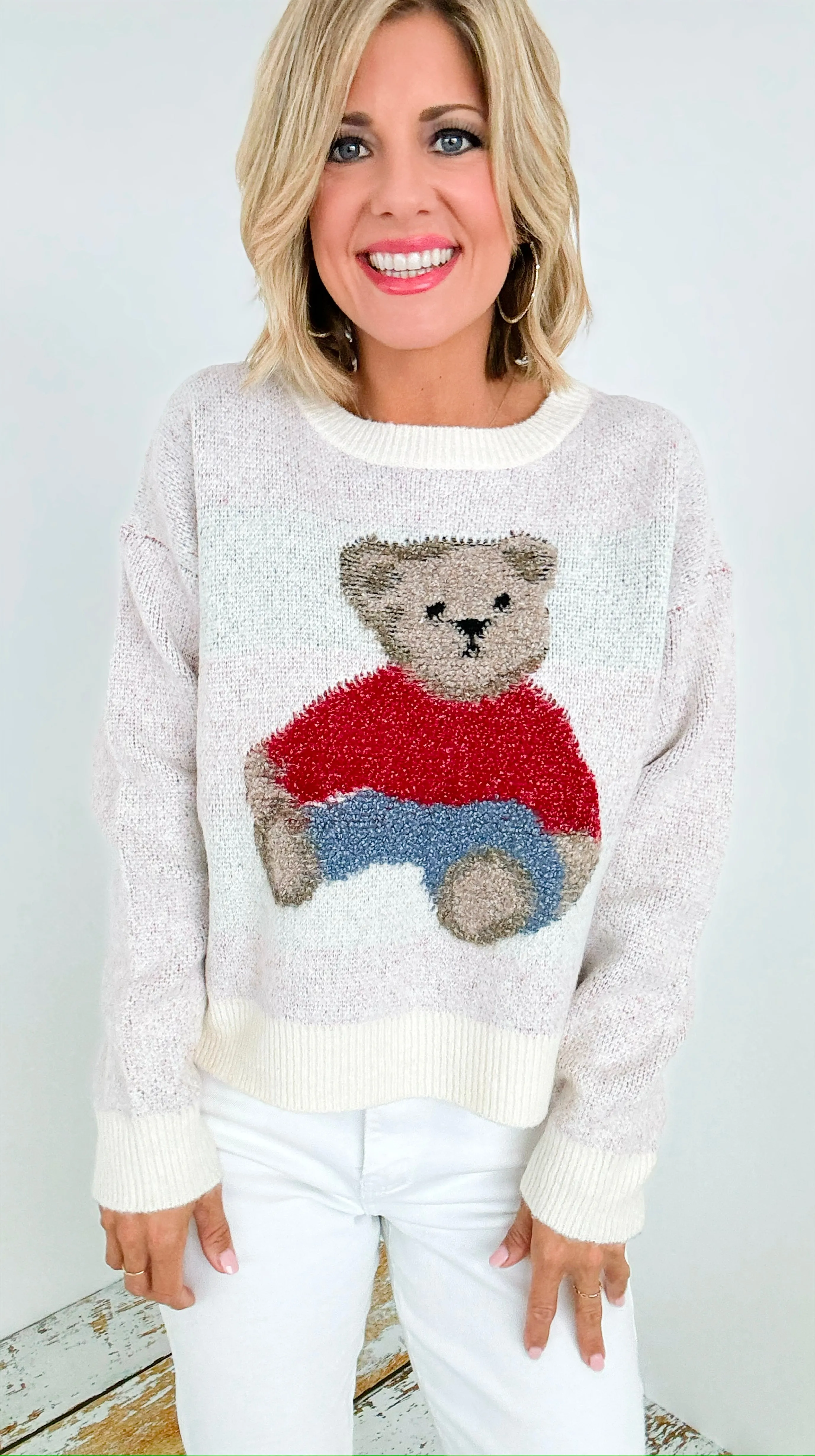 Cozy Bear Knit Sweater - Ivory