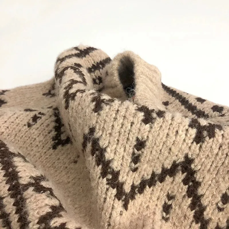 Cozy Beige High Neck Knit Sweater for Boys