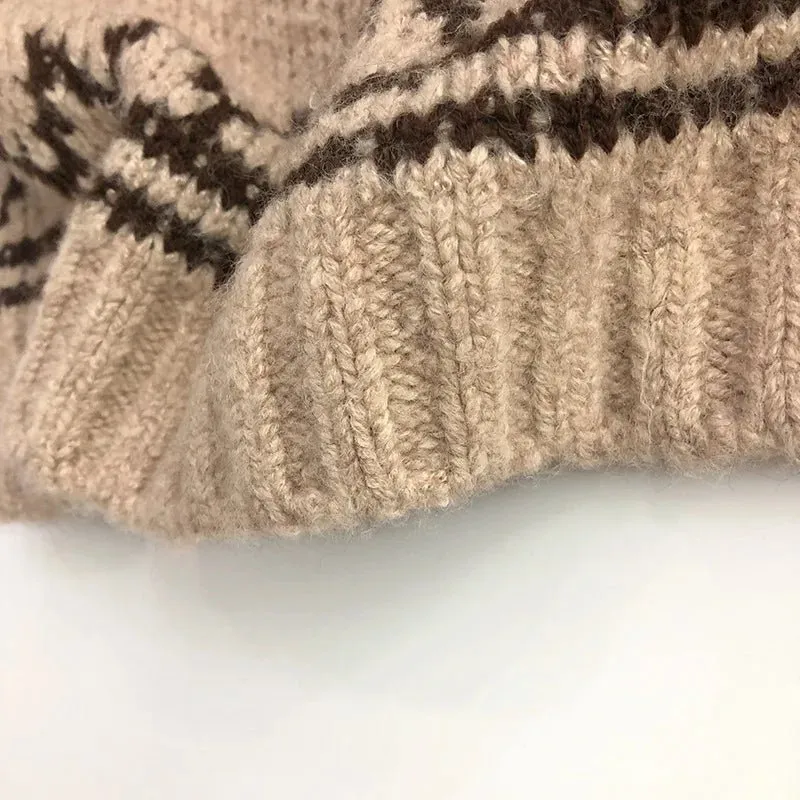 Cozy Beige High Neck Knit Sweater for Boys