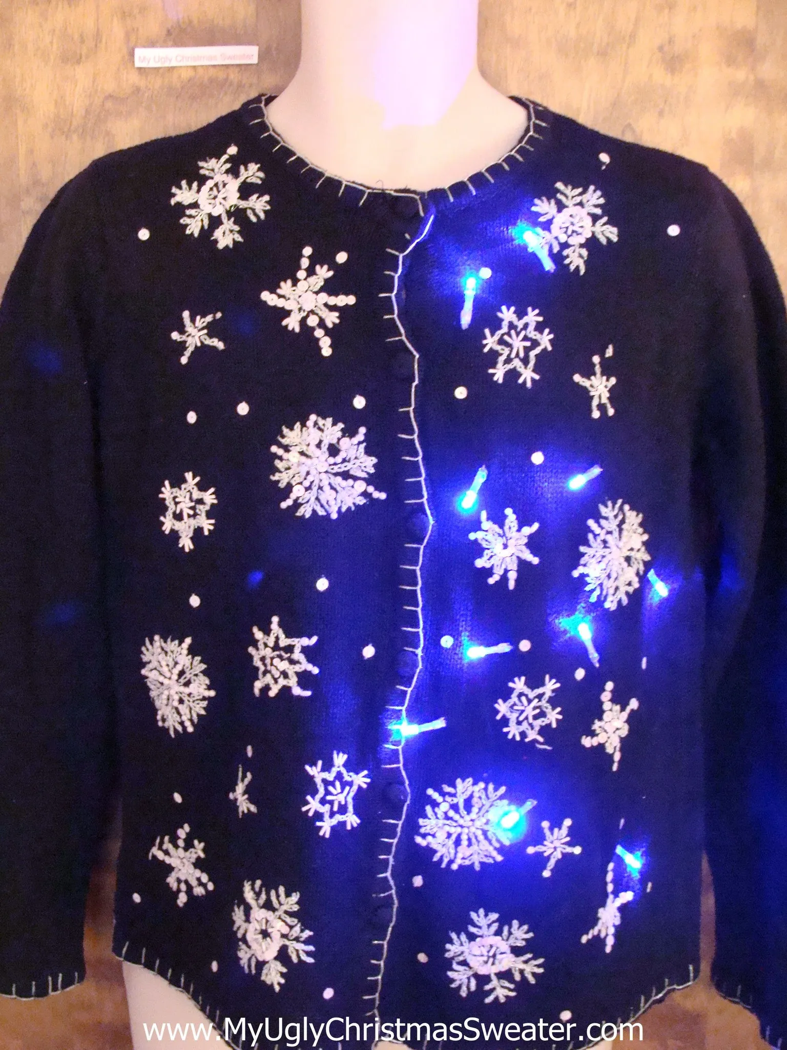 Crazy Snowflakes Christmas Sweater with Lights