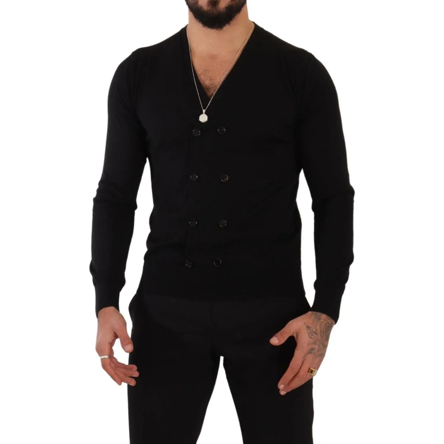 Dolce & Gabbana Elegant V-Neck Black Cashmere Cardigan