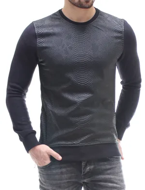 E1 Men Stylish Reptile Sweater - Black