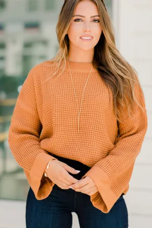 Easy Days Ahead Butterscotch Orange Waffle Sweater