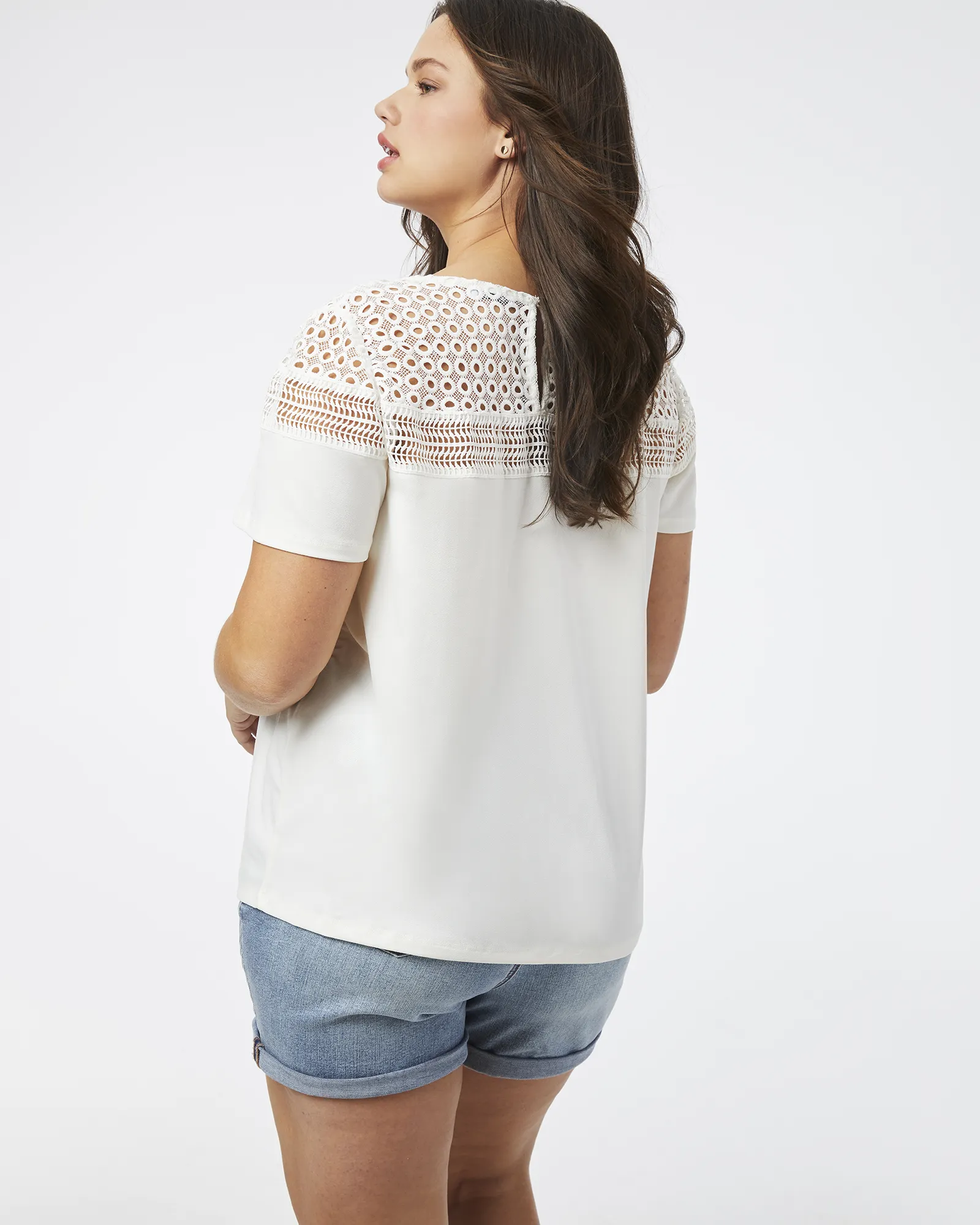 Eva Crochet Eyelet Top | White