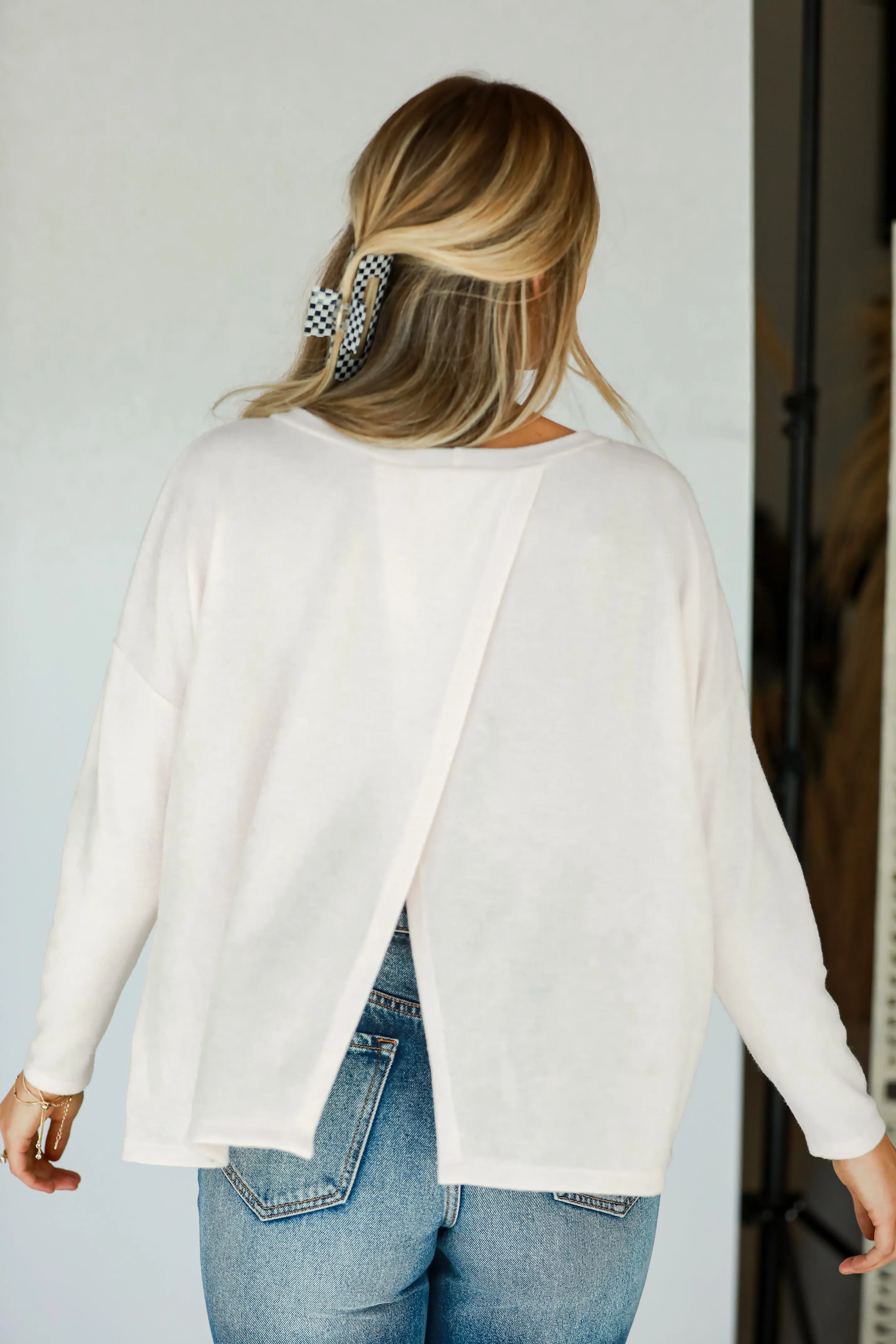 FINAL SALE - Luxurious Comfort Brushed Knit Open Back Pullover