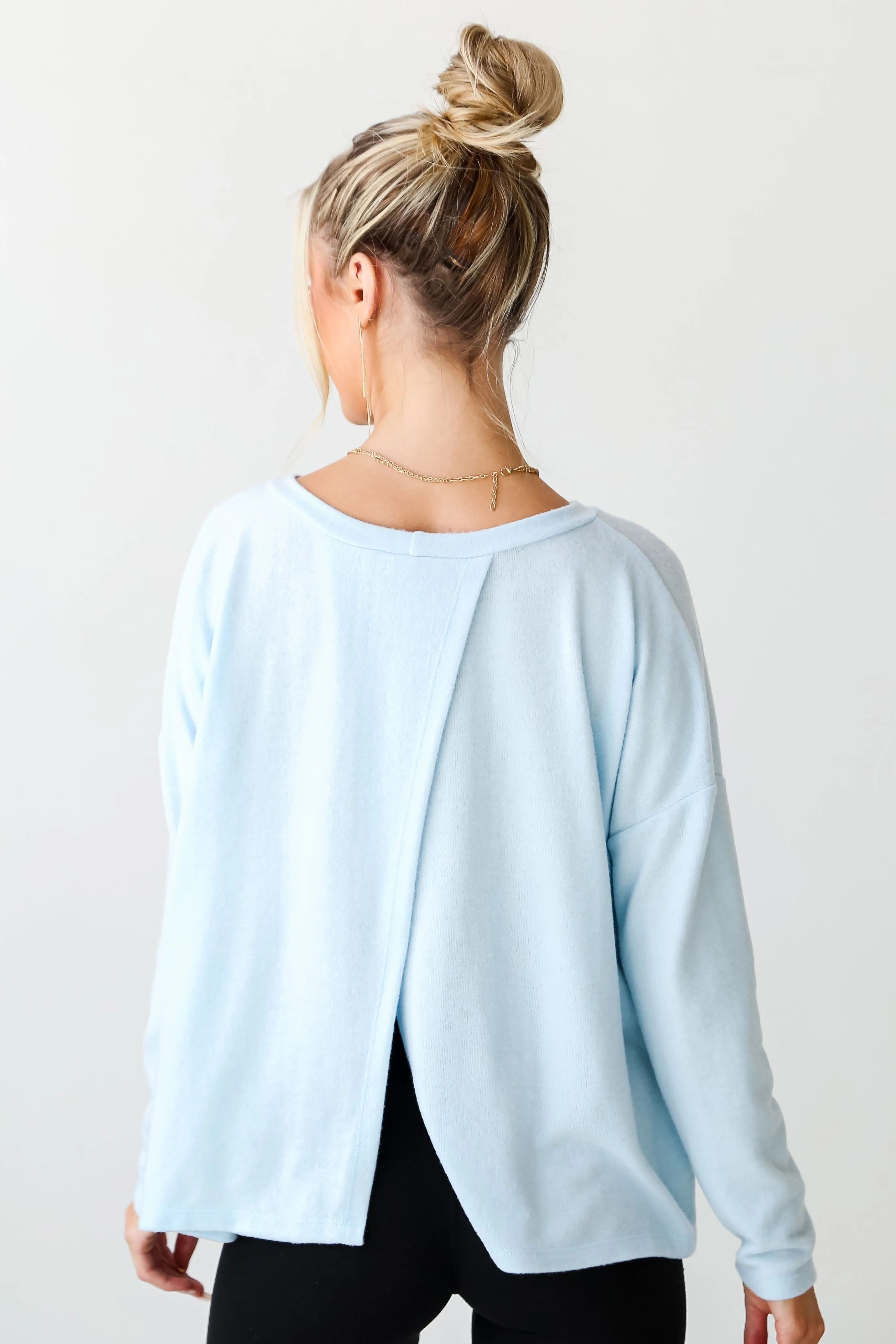 FINAL SALE - Luxurious Comfort Brushed Knit Open Back Pullover