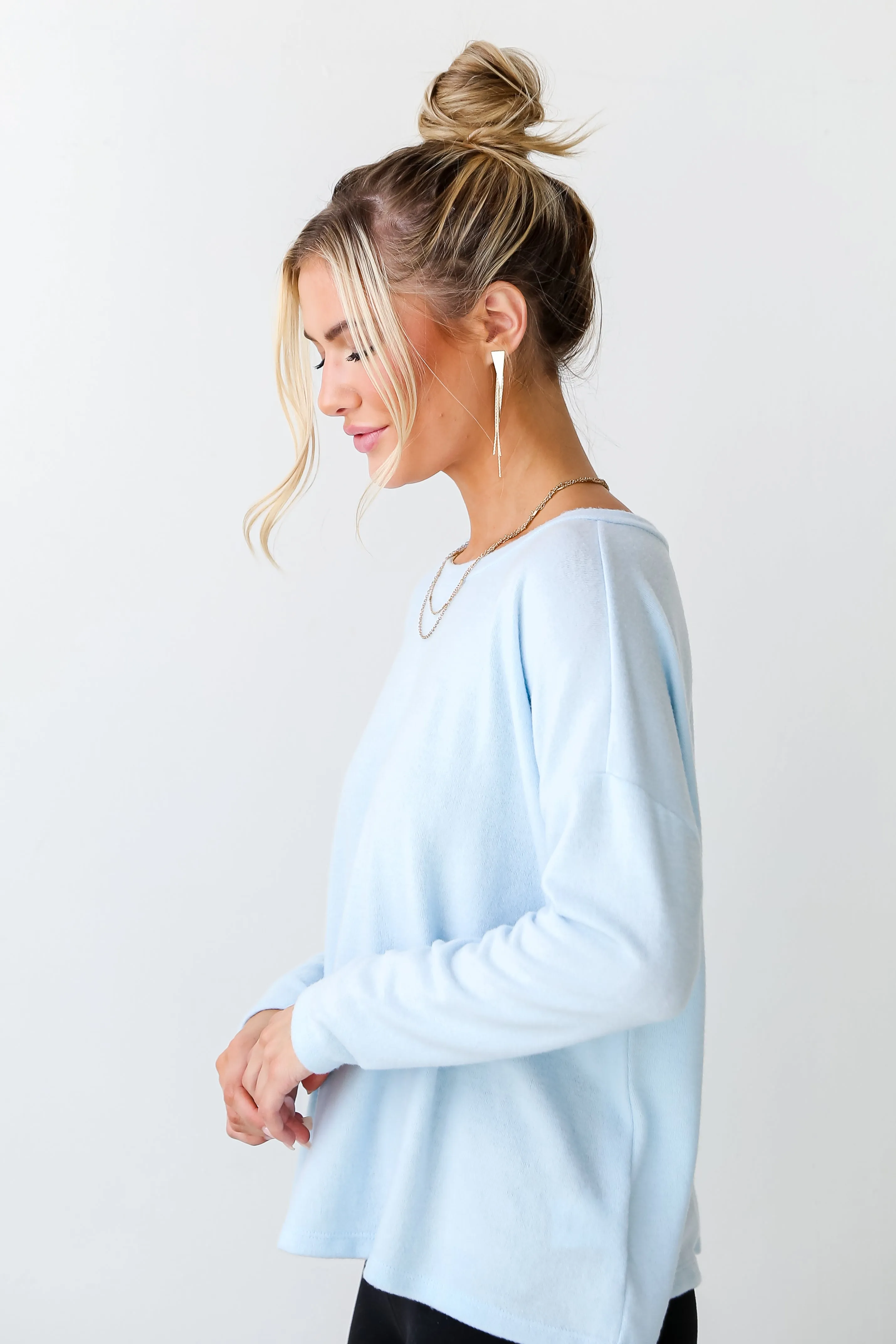 FINAL SALE - Luxurious Comfort Brushed Knit Open Back Pullover