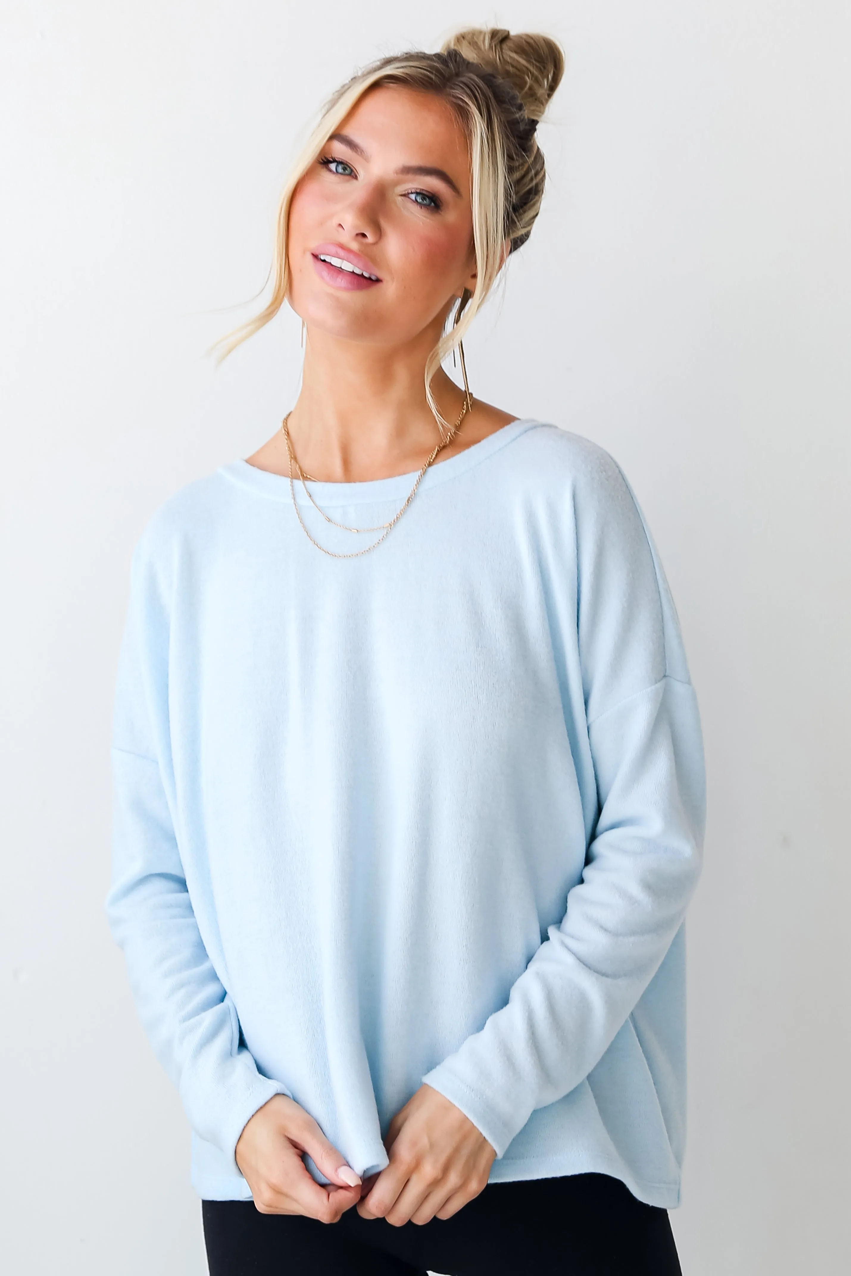 FINAL SALE - Luxurious Comfort Brushed Knit Open Back Pullover