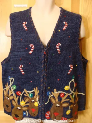 Funny Ugly Christmas Sweater Vest with Reindeer