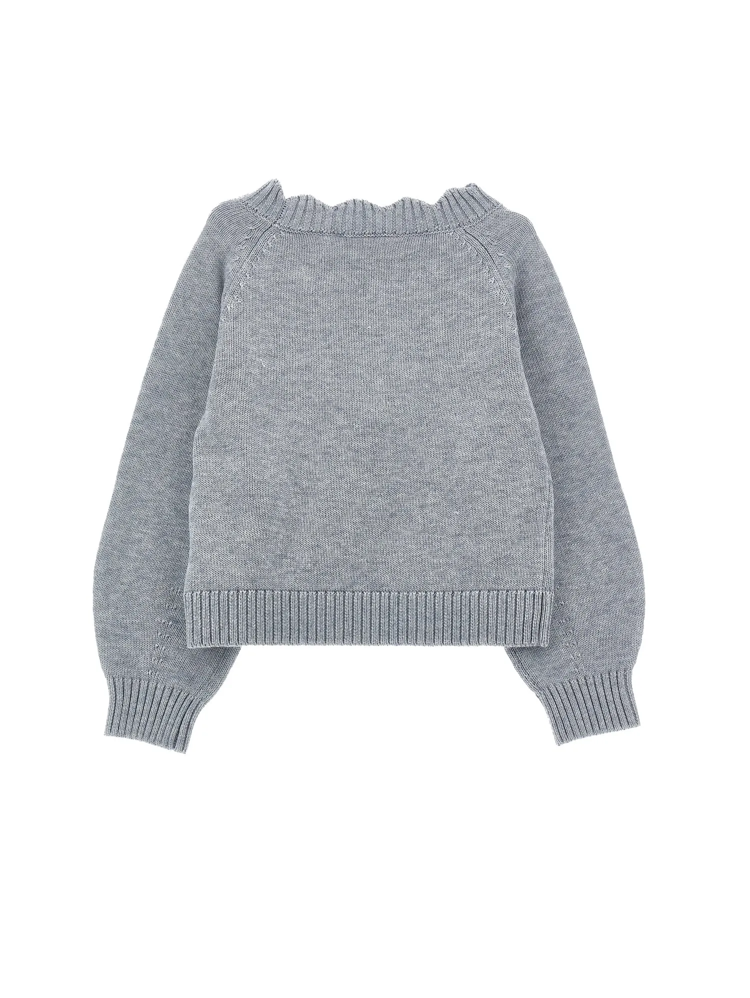 Grey Knit Tulip Applique Sweater