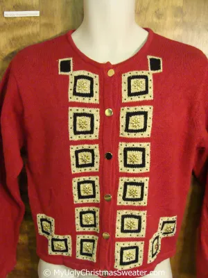 Horrible Red Ornate Ugly Christmas Sweater