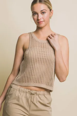 Jordan Sleeveless Open Knit Crop Top