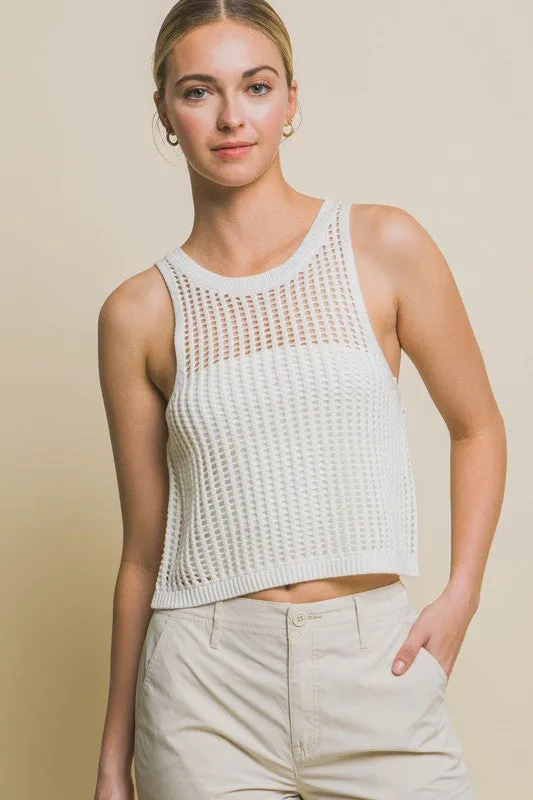 Jordan Sleeveless Open Knit Crop Top