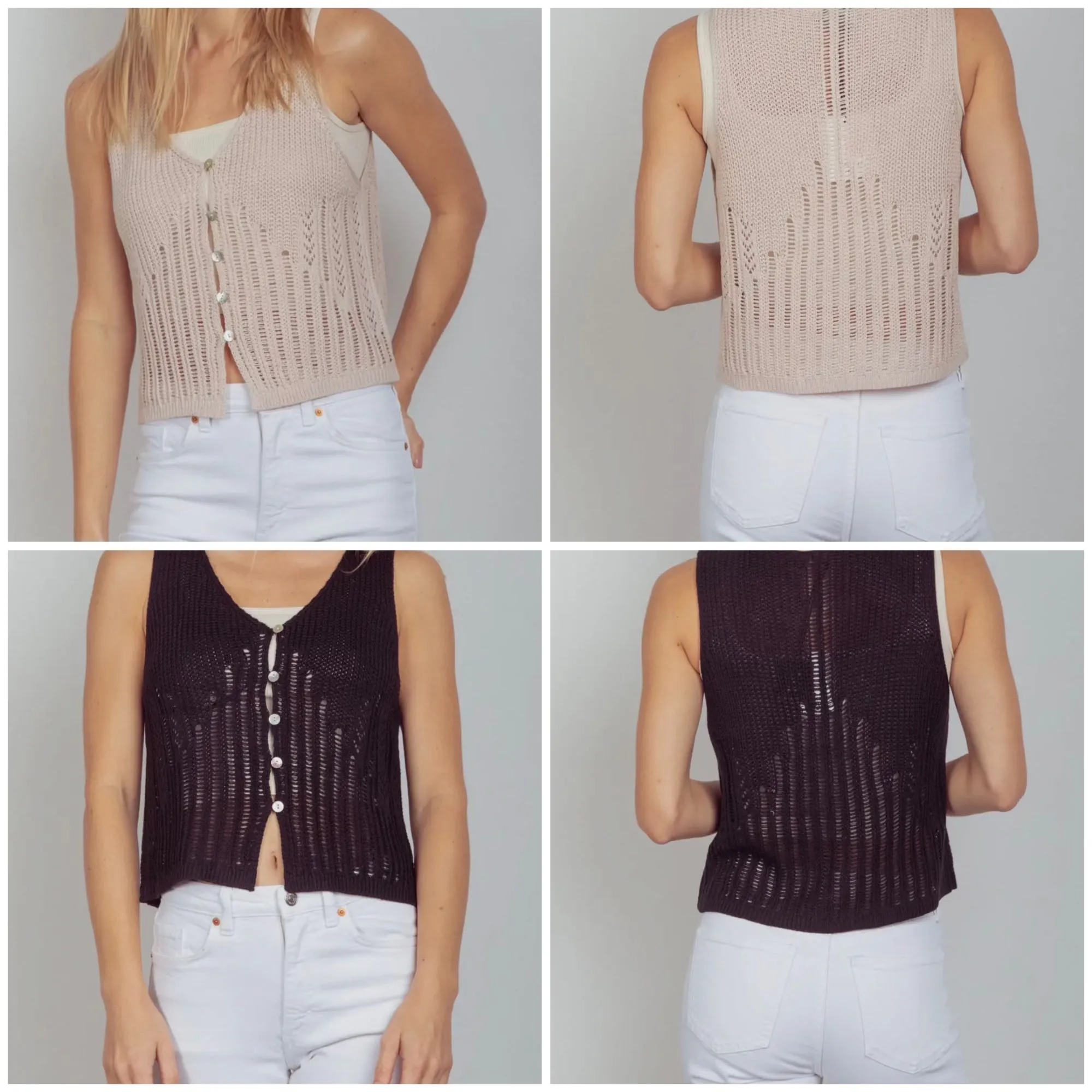 Keeping Cool Knit Crochet Sleeveless Sweater