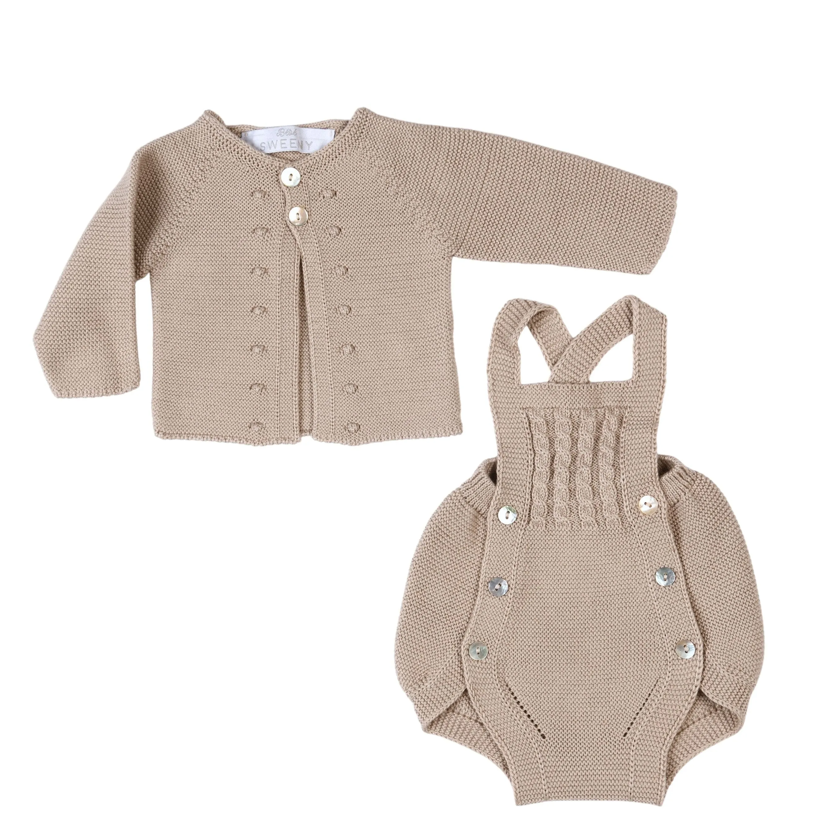 Lee | Baby Boy Beige Knitted Shortie Set