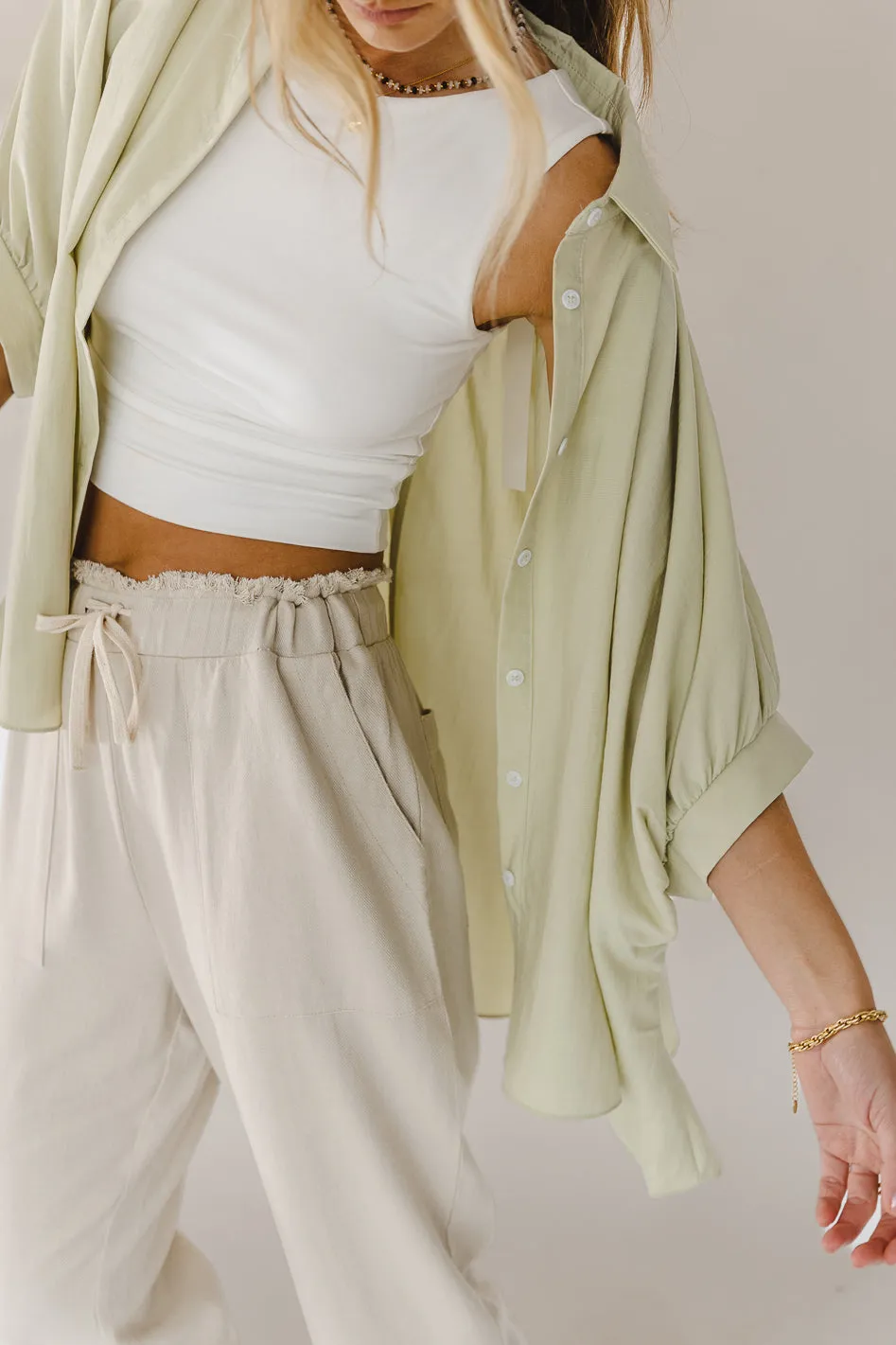 Lexi Button Up Blouse in Sage - FINAL SALE