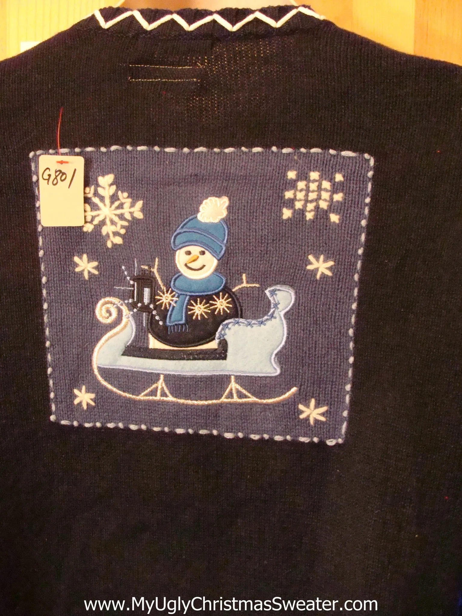 Light Up Blue 2sided Ugly Xmas Sweater with Snowmen