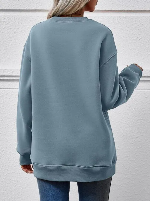 LIVE CHRISTMAS Drop Shoulder Round Neck Sweatshirt