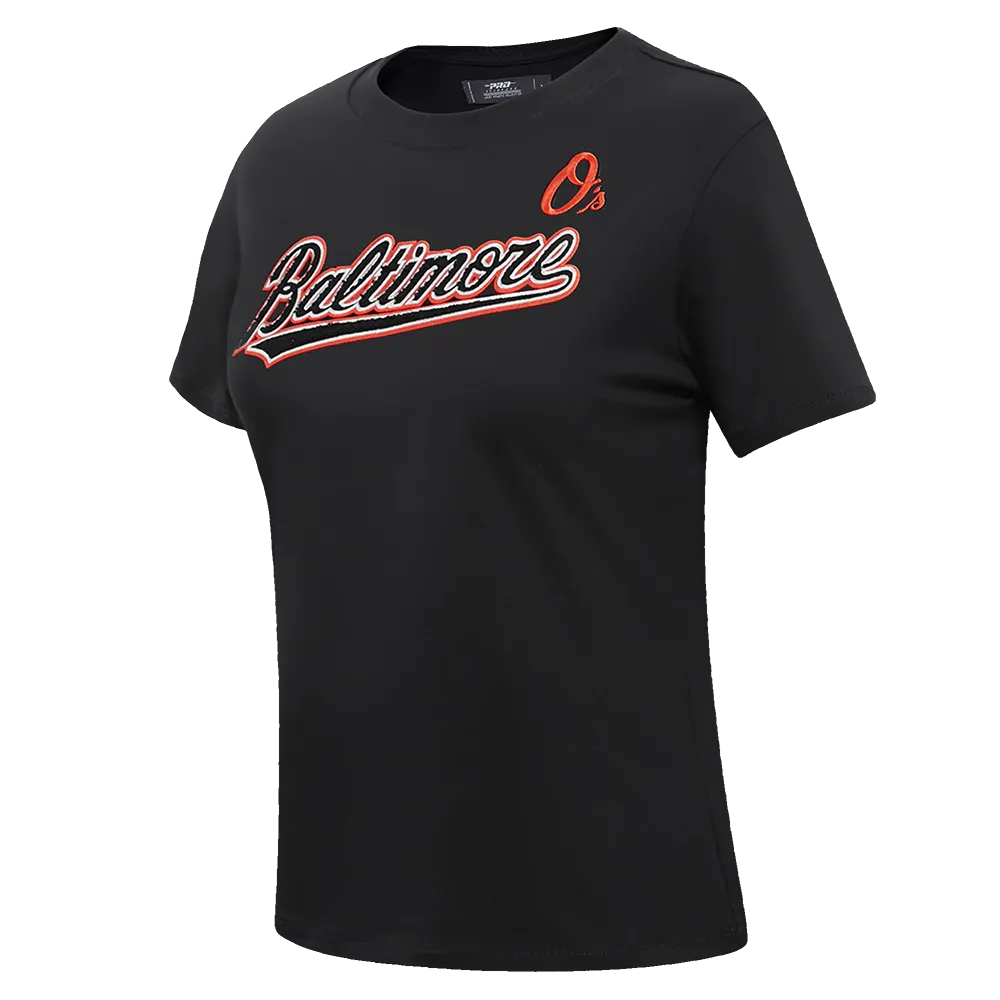 MLB BALTIMORE ORIOLES CLASSIC WOMEN'S SLIM FIT TEE (BLACK)