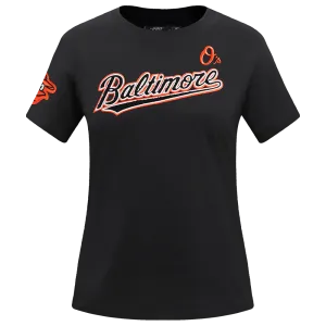 MLB BALTIMORE ORIOLES CLASSIC WOMEN'S SLIM FIT TEE (BLACK)