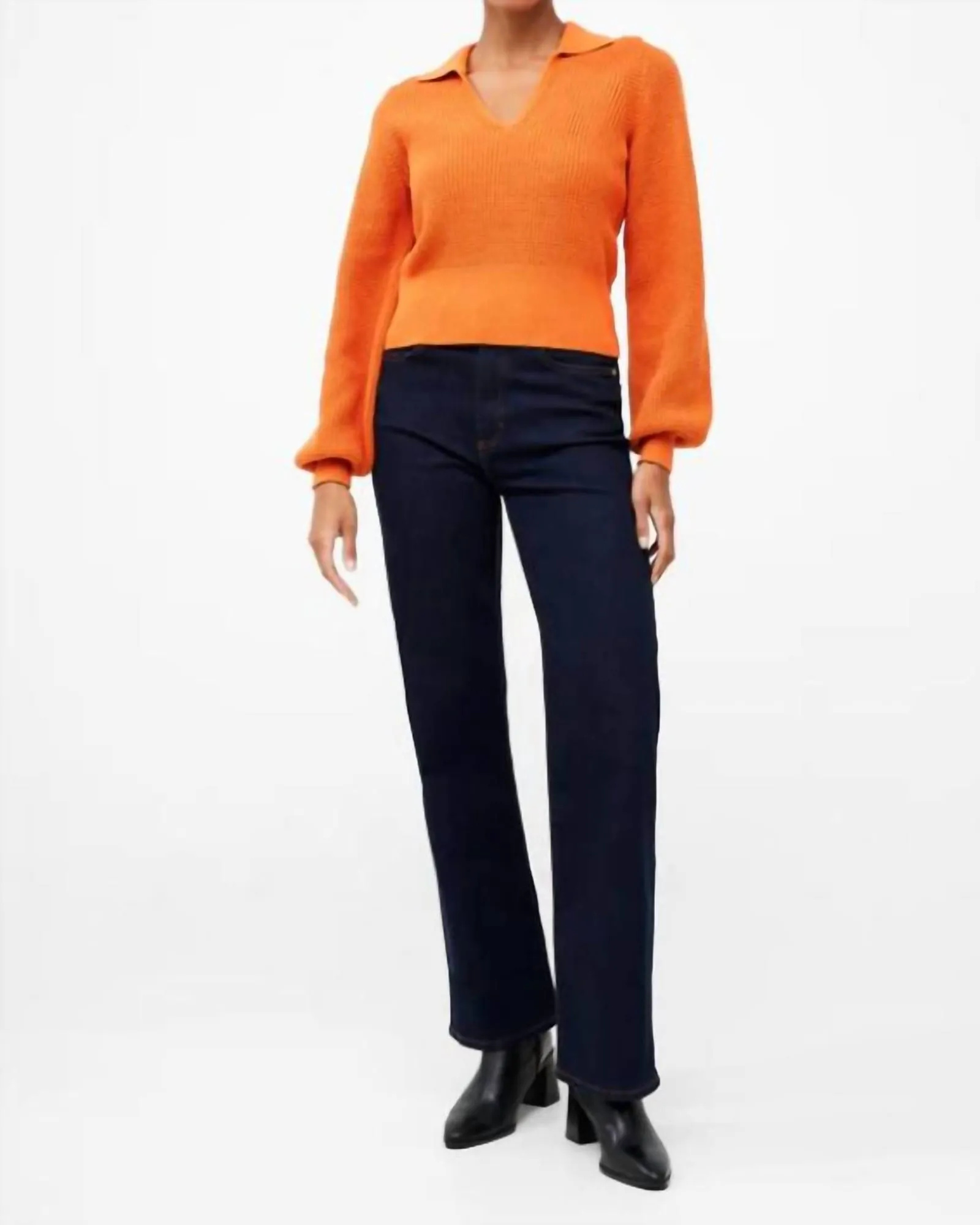 Mozart V-Neck Collar Sweater in Burnt Orange | Burnt Orange