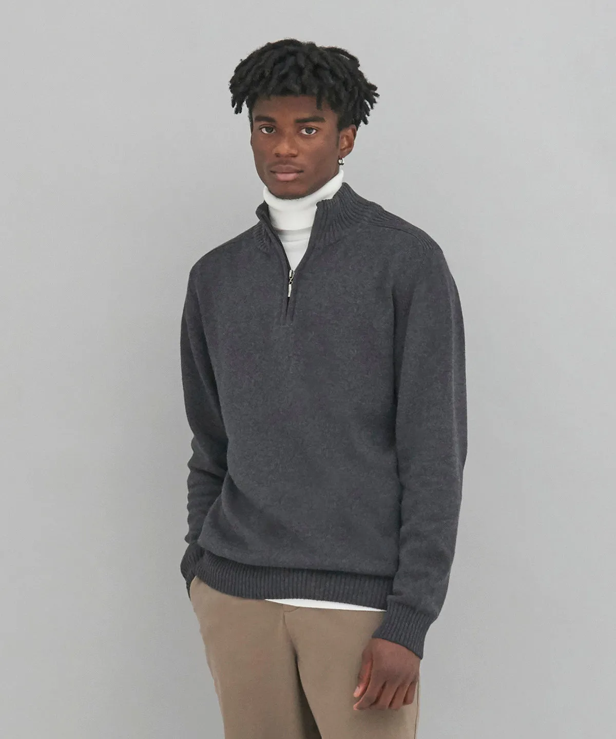 Navy - Wakhan ¼ regen zip knit sweater