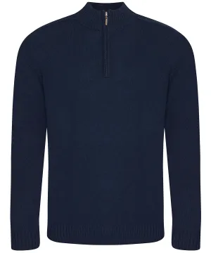 Navy - Wakhan ¼ regen zip knit sweater