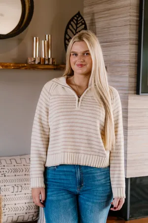 Naya Striped Sweater | Cream Taupe