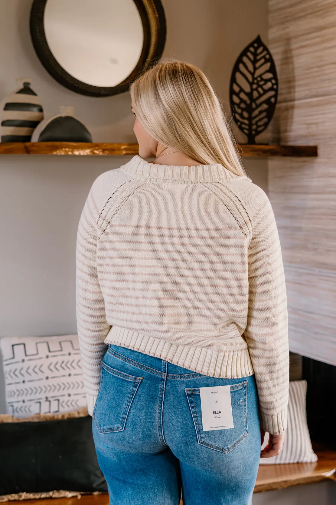 Naya Striped Sweater | Cream Taupe