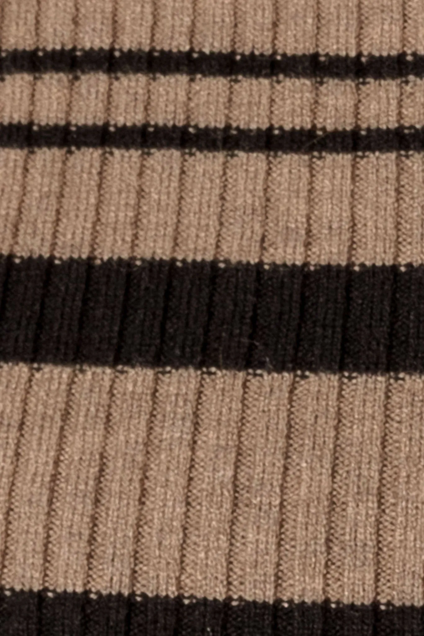 Oatmeal and Black Striped Ribbed Long-Sleeve Turtleneck