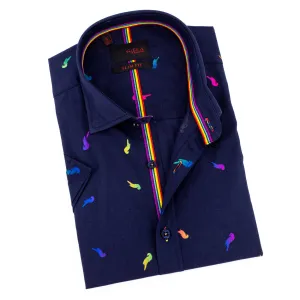 Parrot Punch Foil Short Sleeve Shirt - Navy