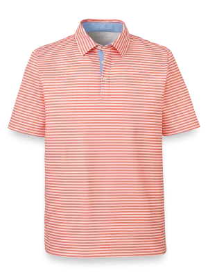 Performance Blend Three Button Polo - Coral