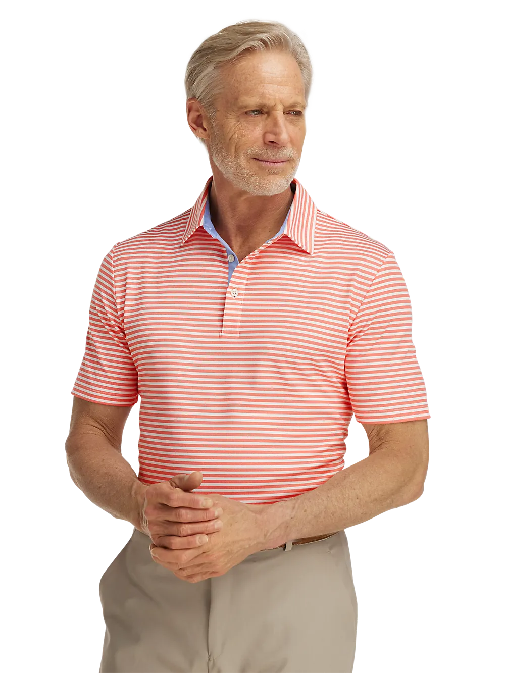 Performance Blend Three Button Polo - Coral